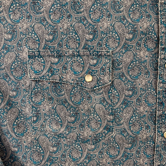 Wrangler Wrancher Pearl Snap Long Sleeve Button‎ Down Shirt - Picture 2 of 4